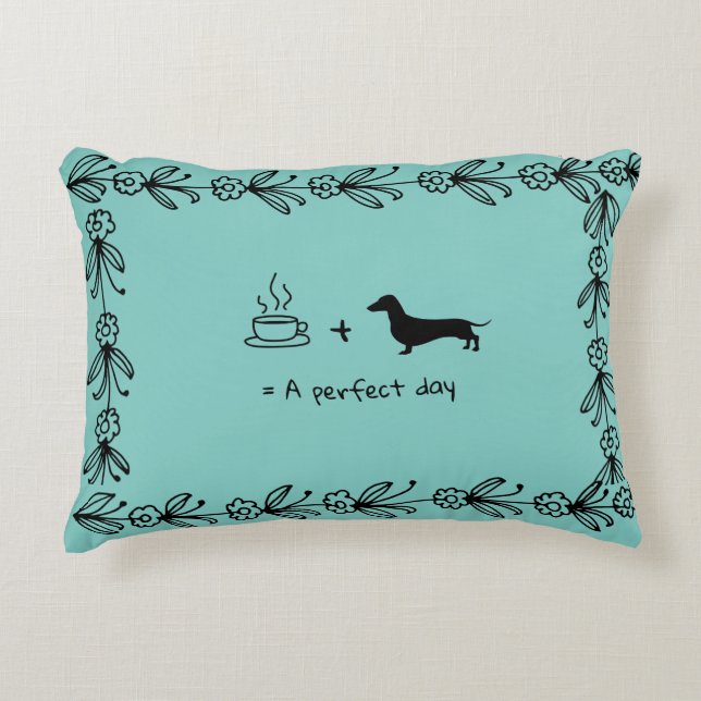 Dachshund en koffieliefhebber werpkussen accent kussen (Voorkant)