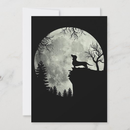 Dachshund En Maan Halloween Kaart (Voorkant)