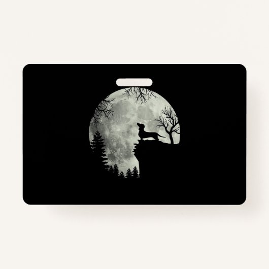 Dachshund en Moon Halloween Badge (Voorkant)