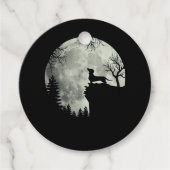 Dachshund en Moon Halloween Bedankjes Labels (Voorkant)