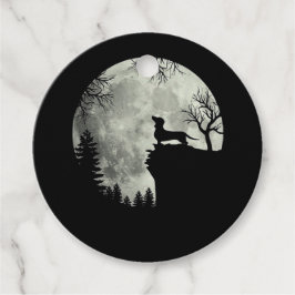 Dachshund en Moon Halloween Bedankjes Labels