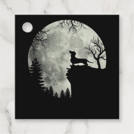 Dachshund en Moon Halloween Bedankjes Labels