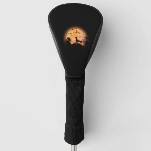 Dachshund en Moon Halloween Golfheadcover (Voorkant)