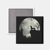 Dachshund en Moon Halloween Magneet (Voorkant / Achterkant)