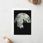 Dachshund en Moon Halloween Notitiekaartje (Voorkant / Achterkant in situ)