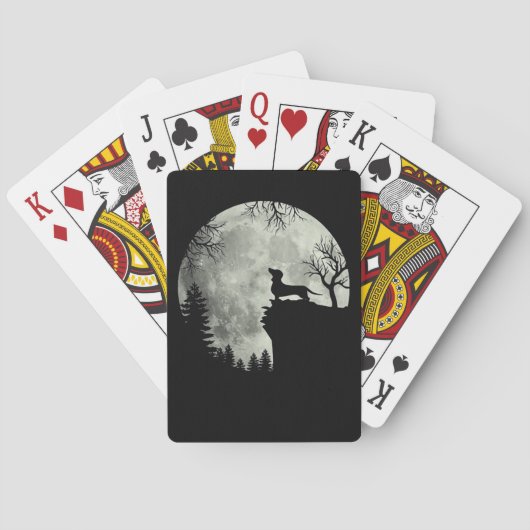 Dachshund en Moon Halloween Pokerkaarten (Achterkant)