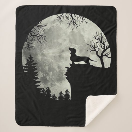 Dachshund en Moon Halloween Sherpa Deken (Voorkant)