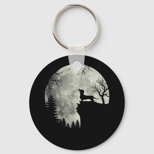 Dachshund en Moon Halloween Sleutelhanger (Voorkant)