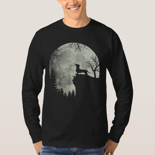 Dachshund en Moon Halloween T-shirt (Voorkant)
