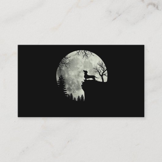 Dachshund en Moon Halloween Visitekaartje (Voorkant)