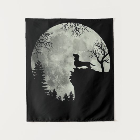 Dachshund en Moon Halloween Wandkleed (Voorkant)