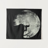 Dachshund en Moon Halloween Wandkleed (Voorkant (horizontaal))