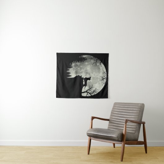 Dachshund en Moon Halloween Wandkleed (In Situ (horizontaal))