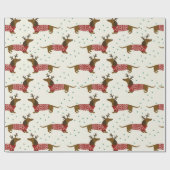 Dachshund en Snowflakes kerstpatroon Cadeaupapier (Vlak)