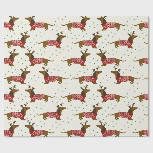 Dachshund en Snowflakes kerstpatroon Cadeaupapier (Vlak)