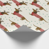 Dachshund en Snowflakes kerstpatroon Cadeaupapier (Hoek)