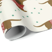 Dachshund en Snowflakes kerstpatroon Cadeaupapier (Rol Hoek)