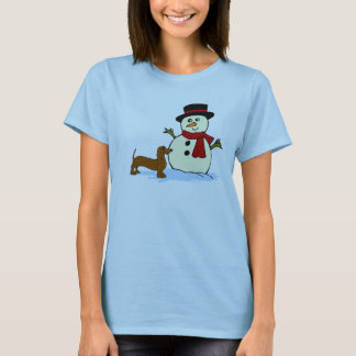 Dachshund en Snowman T-shirt