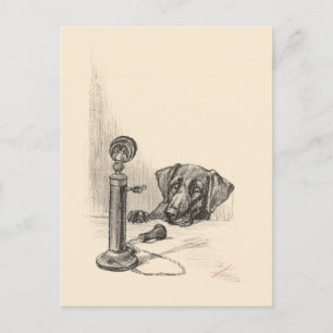 Dachshund en telefoon briefkaart