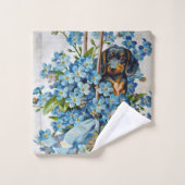 Dachshund en Vergeet-me-Nots Bad Handdoek (Wasdoekje)