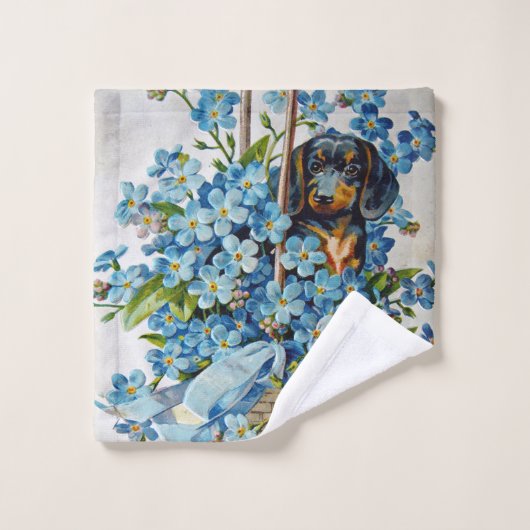 Dachshund en Vergeet-me-Nots Bad Handdoek (Wasdoekje)