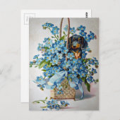 Dachshund en Vergeet-me-Nots Briefkaart (Voorkant / Achterkant)