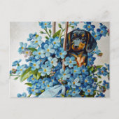 Dachshund en Vergeet-me-Nots Briefkaart (Voorkant)