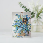 Dachshund en Vergeet-me-Nots Briefkaart (Staand voorkant)