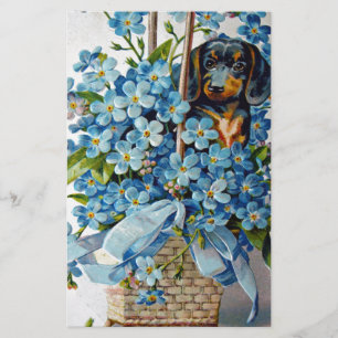 Dachshund en Vergeet-me-Nots Briefpapier