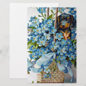 Dachshund en Vergeet-me-Nots Briefpapier (Voorkant / Achterkant)