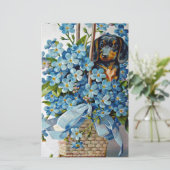 Dachshund en Vergeet-me-Nots Briefpapier (Staand voorkant)