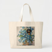 Dachshund en Vergeet-me-Nots Grote Tote Bag (Voorkant)