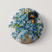 Dachshund en Vergeet-me-Nots Ronde Button 5,7 Cm (Voorkant)