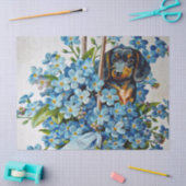 Dachshund en Vergeet-me-Nots Tissuepapier (Craft)