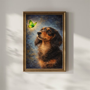 Dachshund en Vlinder Poster