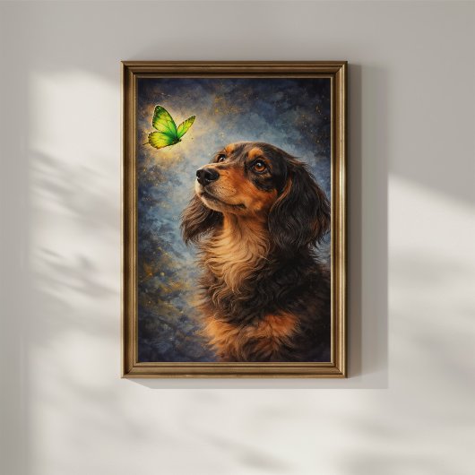 Dachshund en Vlinder Poster