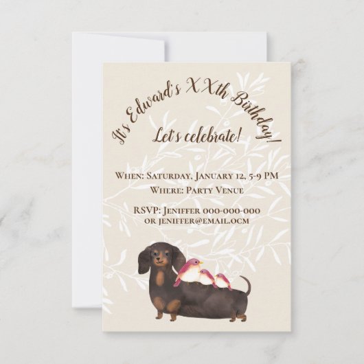 Dachshund- en vogelfamilie (Voorkant)