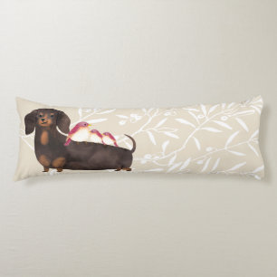 Dachshund- en vogelfamilie lichaamskussen