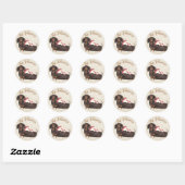 Dachshund- en vogelfamilie ronde sticker (Vel)