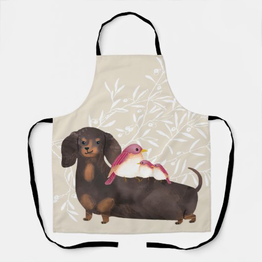 Dachshund- en vogelfamilie schort (Voorkant)