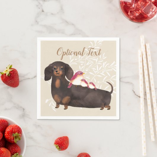 Dachshund- en vogelfamilie servet (Insitu)