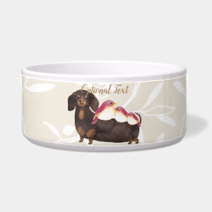 Dachshund- en vogelfamilie voerbakje