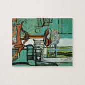 Dachshund en wijn in groene Posters Legpuzzel (Horizontaal)