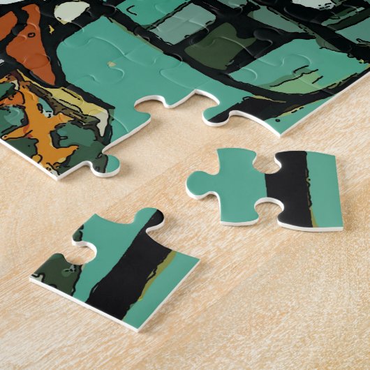 Dachshund en wijn in groene Posters Legpuzzel (Zijkant)