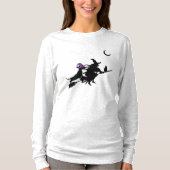 Dachshund en Witch Silhouette Halloween Shirt (Voorkant)