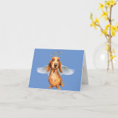 Dachshund engel verlies van huisdier kaart (Gele Bloem)