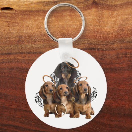 Dachshund-engelen Sleutelhanger (Voorkant)