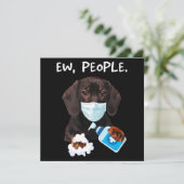 Dachshund Ewww Mensen Hond Draagt Mondkapje Grappi Kaart (Staand voorkant)