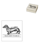 Dachshund Ex Libris Bibliotheek Boek Rubberstempel (Gestempeld)