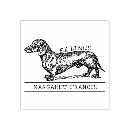  Dachshund Ex Libris Bibliotheek Boek Rubberstempel (Afrduk)